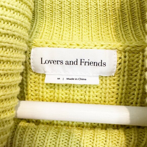 Lovers + Friends Medea Distressed Turtleneck Balloon Sleeve Knit Sweater Medium - Picture 6 of 10